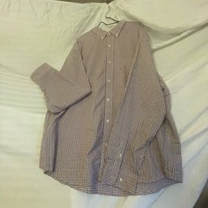 Sadlebred navy, red, white striped long sleeve button up